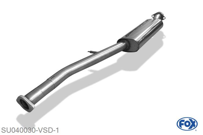 SU040030-VSD, Subaru Impreza GD/ GG - Schragheck & Stufenheck 1.5l 77kW, Voordemper 63,5mm Buisdiameter Geheel RVS, Absortie demper, mooie diepe sound, Met E-keur