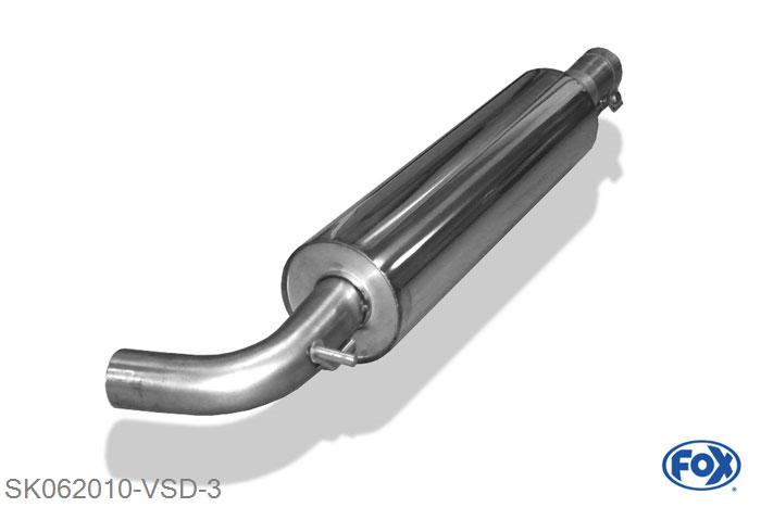 SK062010-VSD, Skoda Octavia 5E RS - TSI 2.0l TSI 162kW 169kW, Voordemper 63,5mm Buisdiameter Geheel RVS, Absortie demper, mooie diepe sound, Met E-keur