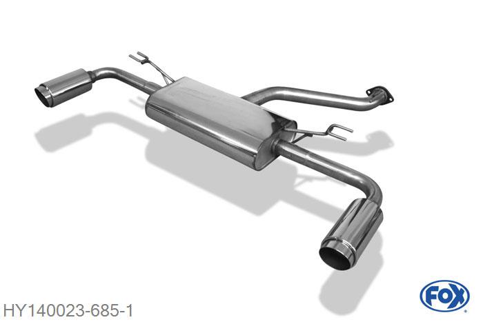 HY140023-685, Hyundai i30 Turbo - CW 1.6l 137kW, Einddemper met uitgang rechts/links - 1x100mm  Type 27 rechts/links 60,3mm Buisdiameter Geheel RVS, Absortie demper, mooie diepe sound, EG-Gutachten (eitragungsfrei)