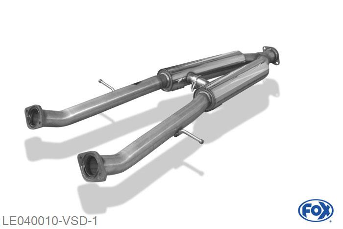 LE040010-VSD, Lexus SC430 4.3l 210kW, Voordemper rechts/links 60mm Buisdiameter Geheel RVS, Absortie demper, mooie diepe sound, Met E-keur