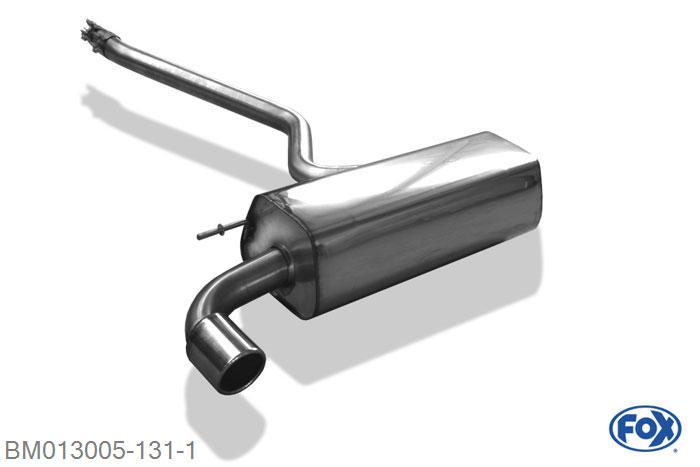 BM013005-131, BMW F20/21 - 114i/ 116i 1.6l 75/100kW, Einddemper met eindstuk 1x90mm  Type 16 63,5mm Buisdiameter Geheel RVS, Absortie demper, mooie diepe sound, Met E-keur