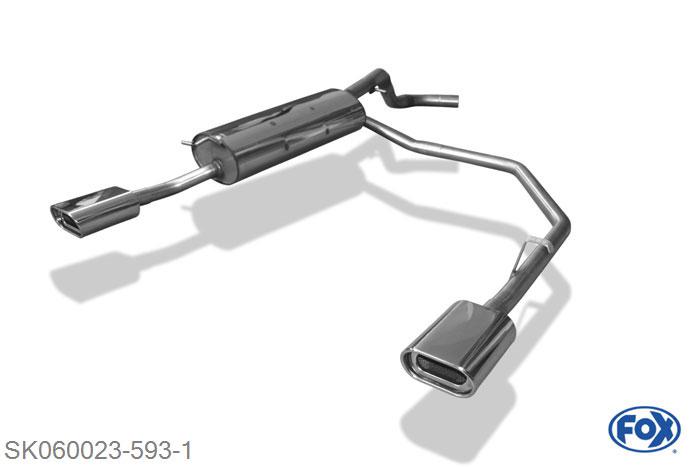 SK060023-593, Skoda Octavia Typ 1U 1.4l 55kW 1.6l 74kW 1.6l 74kW 1.8l 92/110kW 2.0l 85kW 1.9l TDI 66/81kW, Einddemper met uitgang rechts/links  - 135x80mm  Type 53 rechts/links Geheel RVS, Absortie demper, mooie diepe sound, Teilegutachten (eintragungspflichtig)