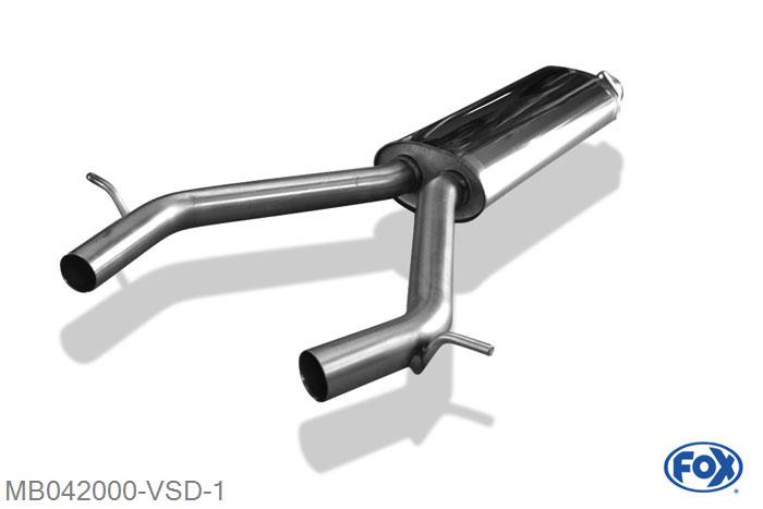 MB042000-VSD, Mercedes E-Klasse S211/ W211 - E500 5.0l 225kW, Voordemper 55mm Buisdiameter Geheel RVS, Absortie demper, mooie diepe sound, Met E-keur