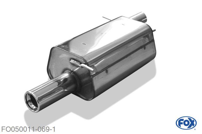 FO050011-069, Ford Street Ka 1.6l 70kW, Einddemper met eindstuk 1x80mm  Type 13 Geheel RVS, Absortie demper, mooie diepe sound, Met E-keur