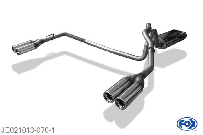JE021013-070, Jeep Grand Cherokee Typ WJ/WG 4.0l 140kW 4.7l 162/164kW 2.7l TD 120kW 3.1l TD 103kW, Einddemper met uitgang rechts/links  - 2x80mm  Type 13 rechts/links Geheel RVS, Absortie demper, mooie diepe sound, Met E-keur