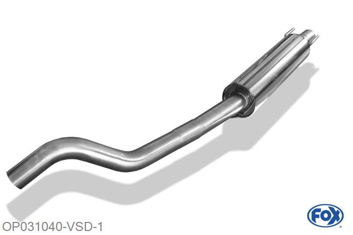 OP031040-VSD, Opel Corsa B 1.2l 33/48kW 1.4l 44/60/66kW 1.6l 78/80kW 1.5l TD 37/49kW, Voordemper - Buisdiameter: 60mm 60mm Buisdiameter Geheel RVS, Absortie demper, mooie diepe sound, Teilegutachten (eintragungspflichtig)