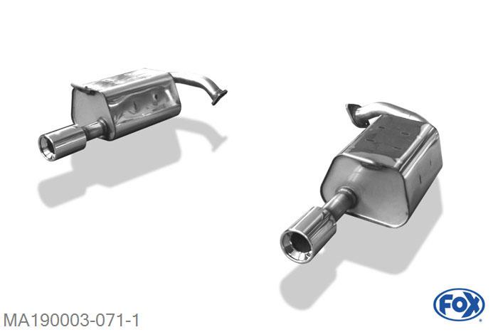 MA190003-071, Mazda 6 Facelift 2.0l 104kW, Einddemper met uitgang rechts/links enkele buis - 1x90mm  Type 13 rechts/links 50mm Buisdiameter Geheel RVS, Absortie demper, mooie diepe sound, Teilegutachten (eintragungspflichtig)
