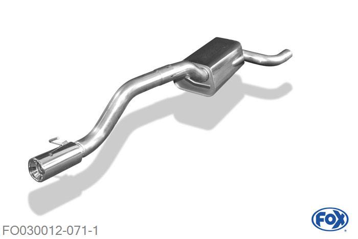 FO030012-071, Ford Focus I RS 2.0l 158kW, Einddemper met eindstuk 1x90mm  Type 13 70mm Buisdiameter Geheel RVS, Absortie demper, mooie diepe sound, Met E-keur