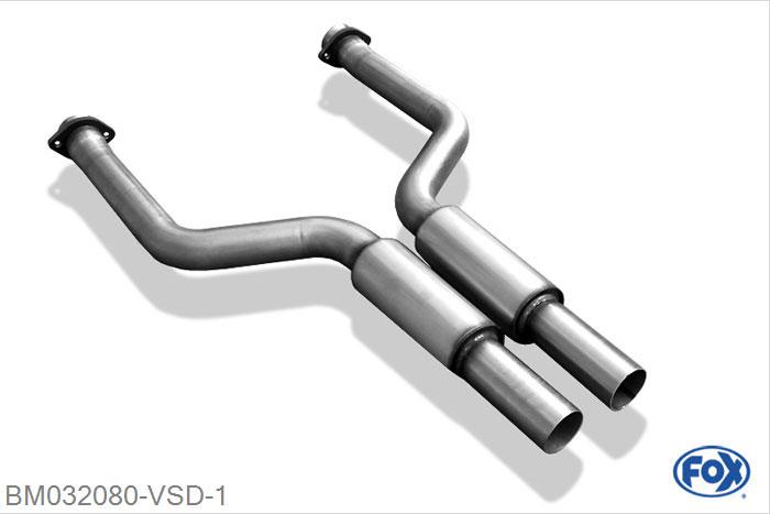 BM032080-VSD, BMW E60 M5 5.0l 373kW, Voordemper 70mm Buisdiameter Geheel RVS, Absortie demper, mooie diepe sound, Zonder goedkeuring