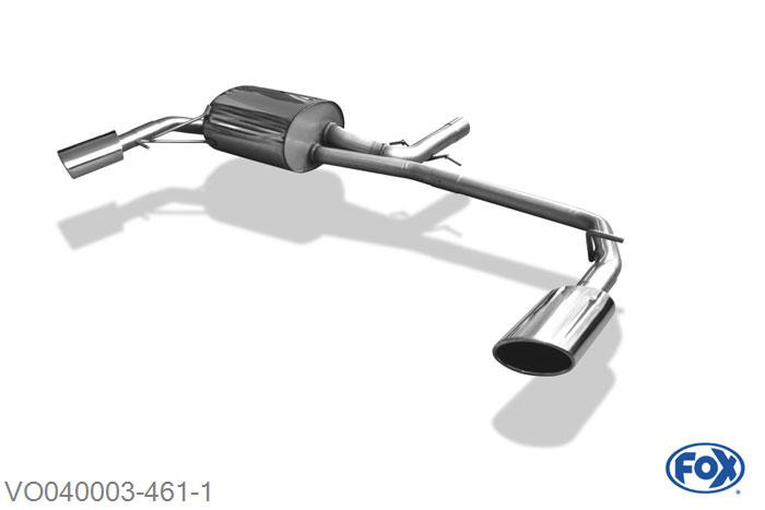 VO040003-461, Volvo S60 2.4l D 93/96/120/136kW, Einddemper met uitgang rechts/links - 115x85mm  Type 38 rechts/links 63,5mm Buisdiameter Geheel RVS, Absortie demper, mooie diepe sound, Met E-keur