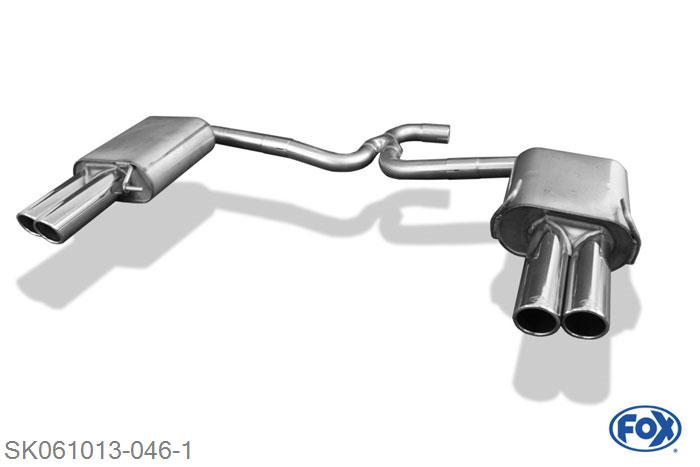 SK061013-046, Skoda Octavia Typ 1Z 4x4 + Scout 2.0l 110kW 2.0l TDI 103kW, Einddemper rechts/links - 2x70mm  Type 12 rechts/links 63,5mm/ 2x55mm Buisdiameter Geheel RVS, Absortie demper, mooie diepe sound, Met E-keur