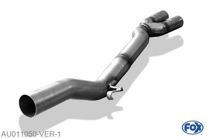 AU011050-VER, Audi S2 Typ 89 quattro 2.2l 162/169kW, Voordemper vervangende buis O70mm 70/ 2x63mm Buisdiameter Geheel RVS, Zonder goedkeuring