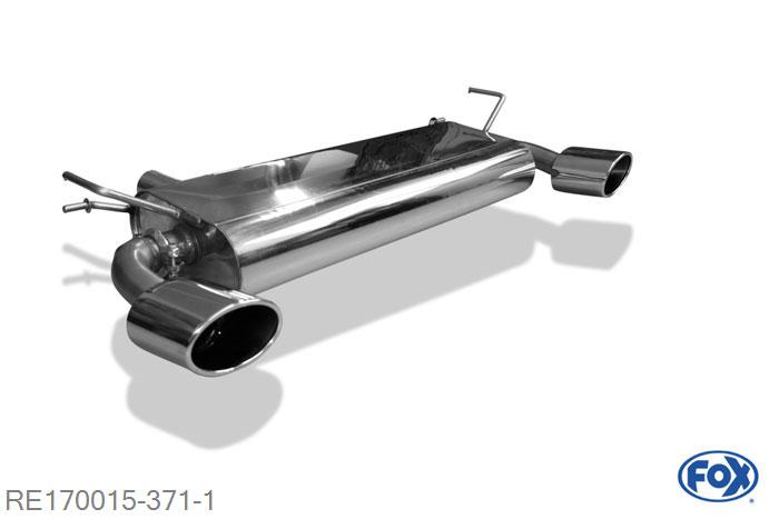 RE170015-371, Renault Koleos Diesel 2.0l dCi 110/127kW, Einddemper met uitgang rechts/links - 140x90mm  Type 44 rechts/links 60mm Buisdiameter Geheel RVS, Absortie demper, mooie diepe sound, Met E-keur