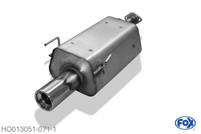 HO013051-071, Honda Civic VII - 5-turer EU5 EU6 EU7 EU8, Einddemper met eindstuk 1x90mm  Type 13 45mm Buisdiameter Geheel RVS, Absortie demper, mooie diepe sound, Met E-keur