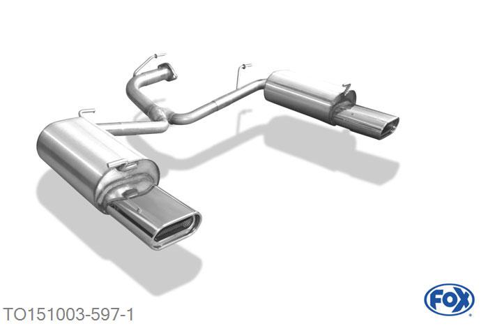 TO151003-597, Toyota Avensis T25 Diesel - Combi 2.2l D-Cat 130kW, Einddemper rechts/links - 160x80mm  Type 53 rechts/links Geheel RVS, Absortie demper, mooie diepe sound, Met E-keur