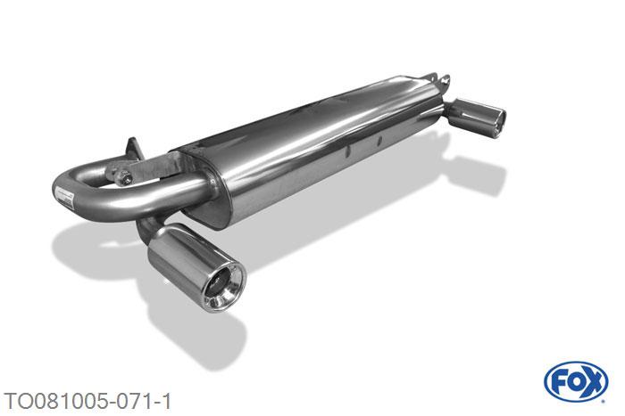 TO081005-071, Toyota MR2 Typ W2 2.0l 16V 115/125/129kW, Einddemper met uitgang rechts/links - 1x90mm  Type 13 rechts/links 50mm Buisdiameter Geheel RVS, Absortie demper, mooie diepe sound, Teilegutachten (eintragungspflichtig)
