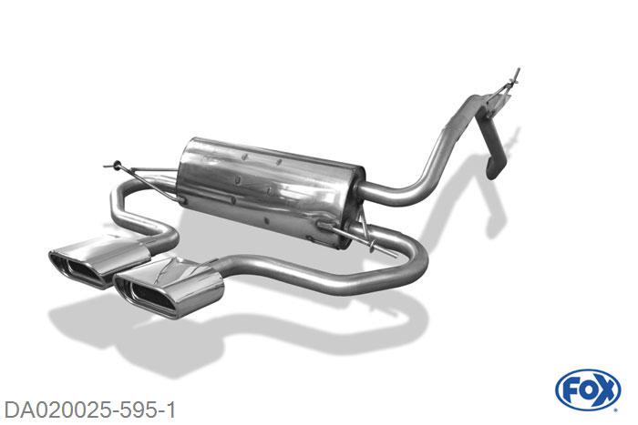 DA020025-595, Daihatsu Materia 1.3l 67kW 1.5l 76kW, Einddemper midden - 2x150x70mm  Type 53 midden 45mm Buisdiameter Geheel RVS, Absortie demper, mooie diepe sound, Met E-keur