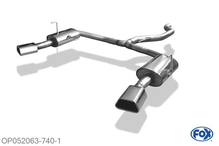 OP052063-740, Opel Vectra C OPC Caravan 2.8l 206kW, Einddemper rechts/links - 142x78mm  Type 61 rechts/links 76/ 2x63,5mm Buisdiameter Geheel RVS, Absortie demper, mooie diepe sound, Met E-keur