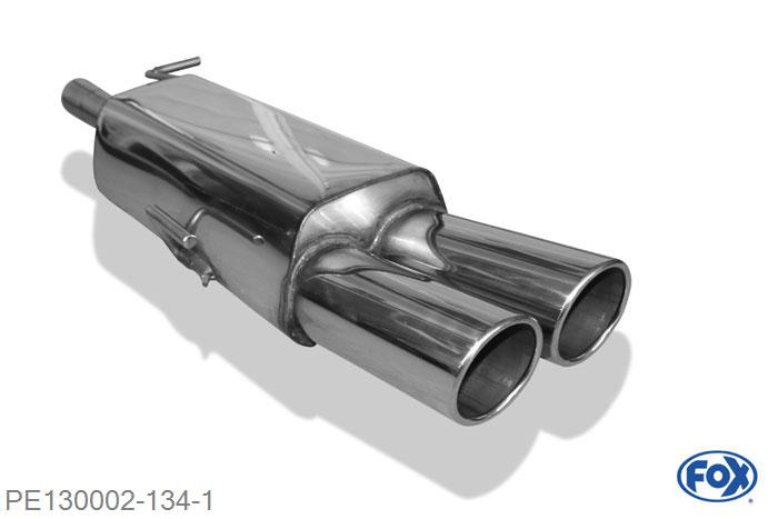 PE130002-134, Peugeot RCZ 1.6l 115kW, Einddemper einseitig - 2x100mm  Type 16 55mm Buisdiameter Geheel RVS, Absortie demper, mooie diepe sound, Met E-keur