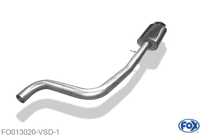 FO013020-VSD, Ford Fiesta VII ST 1.6l 134kW (mit Gutachten) 1.6l 147kW (ohne Gutachten), Voordemper 63,5mm Buisdiameter Geheel RVS, Absortie demper, mooie diepe sound, Met E-keur
