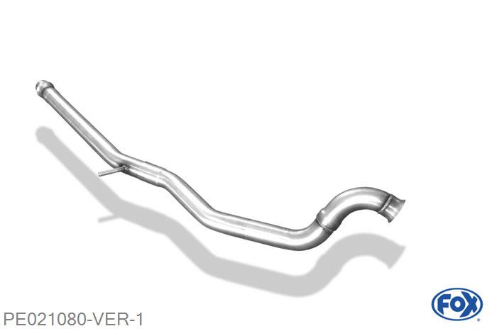 PE021080-VER, Peugeot 206 RC 2.0l 130kW, Voordemper vervangende buis 63,5mm Buisdiameter Geheel RVS, Zonder goedkeuring
