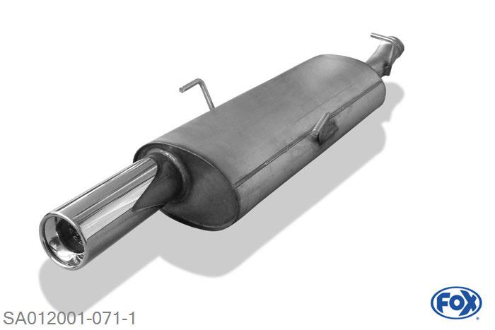 SA012001-071, Saab 9-3 - YS3 2.0l 96kW 2.0l T 110/136kW, Einddemper met eindstuk 1x90mm  Type 13 60mm Buisdiameter Geheel RVS, Absortie demper, mooie diepe sound, Teilegutachten (eintragungspflichtig)