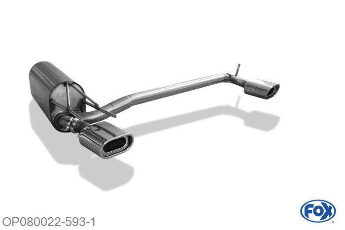 OP080022-593, Opel Calibra A 2.0l 16V 100kW 2.5l V6 125kW, Einddemper met uitgang rechts/links - 135x80mm  Type 53 rechts/links 55mm Buisdiameter Geheel RVS, Absortie demper, mooie diepe sound, Met E-keur