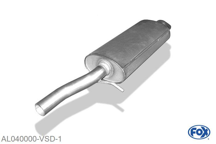 AL040000-VSD, Alfa Romeo 147 1.6l 77/88kW 2.0l 110kW, Voordemper 50mm Buisdiameter Geheel RVS, Absortie demper, mooie diepe sound, Met E-keur