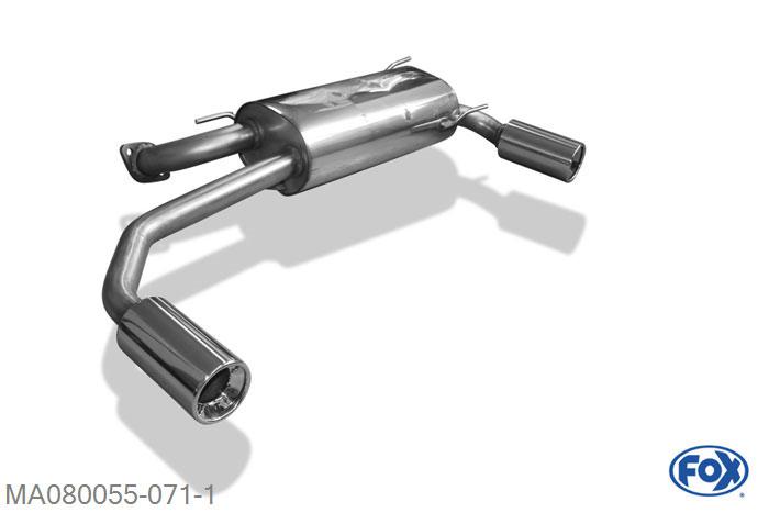 MA080055-071, Mazda MX5 Typ NA 1.5l 66kW 1.6l 85kW 1.8l 96kW, Einddemper met uitgang rechts/links - 1x90mm  Type 13 rechts/links Geheel RVS, Absortie demper, mooie diepe sound, Teilegutachten (eintragungspflichtig)