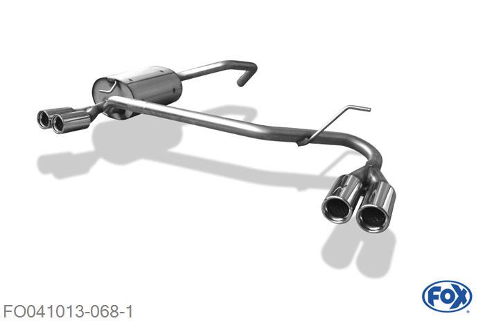 FO041013-068, Ford Mondeo Tunier Typ BWY 1.8l 81/92kW 2.0l 107kW, Einddemper met uitgang rechts/links - 2x76mm  Type 13 rechts/links 50/ 45mm Buisdiameter Geheel RVS, Absortie demper, mooie diepe sound, Met E-keur