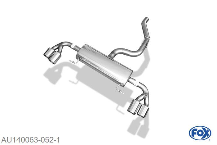 AU140063-052, Audi S1 quattro 2.0l 170kW, Einddemper met uitgang rechts/links - 2x90mm  Type 12 rechts/links 70mm Buisdiameter Geheel RVS, Absortie demper, mooie diepe sound, Met E-keur