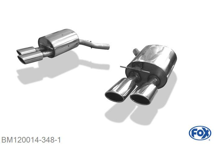 BM120014-348, BMW E63/64 645i 650i 4.4l 245kW 4.8l 270kW, Einddemper rechts/links - 2x115x85mm  Type 32 rechts/links 55mm Buisdiameter Geheel RVS, Absortie demper, mooie diepe sound, Zonder goedkeuring