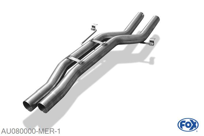 AU080000-MER, Audi S8 Typ D2 4.2l 175/180/220/228/250/260kW, Middendemper vervangende buis 2x63,5mm Buisdiameter Geheel RVS, ohne