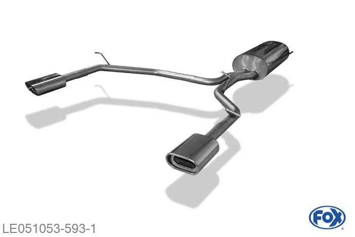 LE051053-593, Lexus RX 300/ 350 XU3 3.0l 150kW 3.5l 203kW, Einddemper met uitgang rechts/links - 135x80mm  Type 53 rechts/links 55/ 2x50mm Buisdiameter Geheel RVS, Absortie demper, mooie diepe sound, Met E-keur