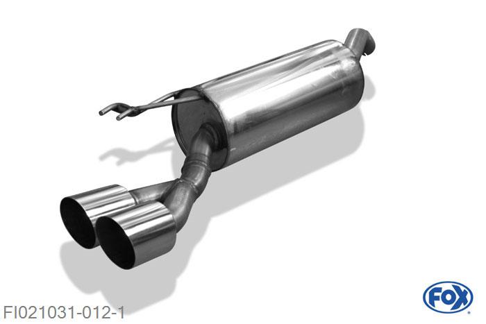 FI021031-012, Fiat Bravo 198 - Diesel 2.0l D 120/121kW, Einddemper met eindstuk 2x90mm  Type 14 55mm Buisdiameter Geheel RVS, Absortie demper, mooie diepe sound, Met E-keur