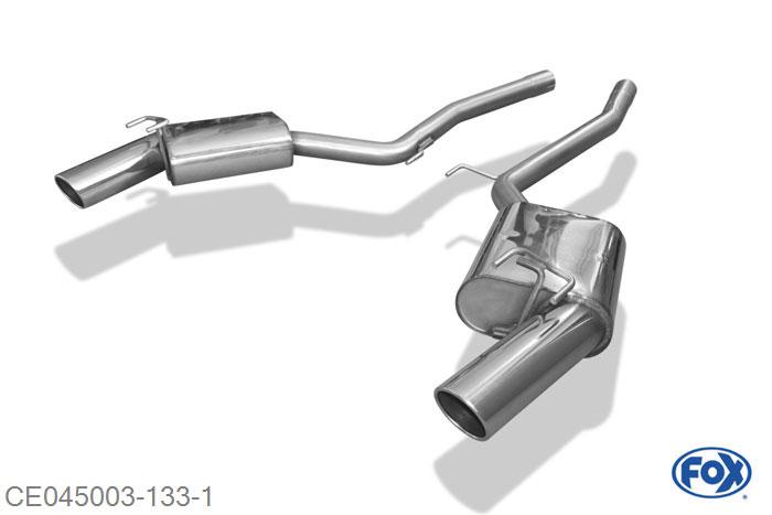 CE045003-133, Chevrolet Camaro 6.2l 318kW, Einddemper rechts/links - 1x100mm  Type 16 rechts/links 63,5mm Buisdiameter Geheel RVS, Absortie demper, mooie diepe sound, Zonder goedkeuring