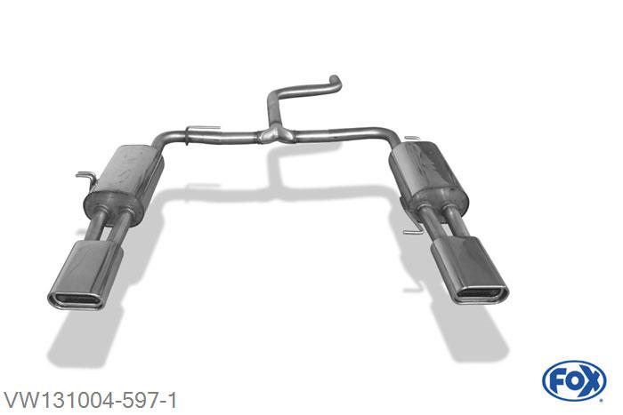 VW131004-597, VW Bus T5/ T6 2.0l 85/110/150kW 3.2l 170/173kW 1.9l TDI 62/63/75/77kW 2.0l TDI 62/75/103/132 2.5l TDI 96/120/128kW, Einddemper met uitgang rechts/links - 160x80mm  Type 53 rechts/links 60mm Buisdiameter Geheel RVS, Absortie demper, mooie diepe sound, Met E-keur