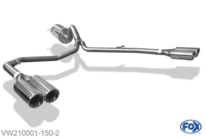 VW210001-150, VW Amarok 4x4 2.0l TDI 90/120/132kW 3.0l TDI 150/165KW, Einddemper met uitgang rechts/links - 2x80mm  Type 17 rechts/links 63,5mm Buisdiameter Geheel RVS, Absortie demper, mooie diepe sound, Met E-keur
