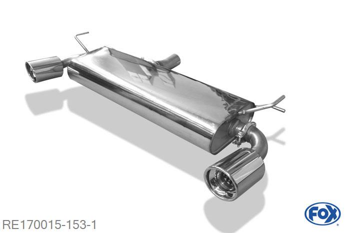 RE170015-153, Renault Koleos Diesel 2.0l dCi 110/127kW, Einddemper met uitgang rechts/links - 1x100mm  Type 17 rechts/links 60mm Buisdiameter Geheel RVS, Absortie demper, mooie diepe sound, Met E-keur