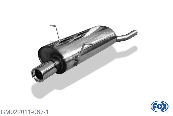 BM022011-067, BMW E46 316/ 318 1.6l 77kW 1.9l 77/85/87kW, Einddemper enkele buis - 1x76mm  Type 13 50mm Buisdiameter Geheel RVS, Absortie demper, mooie diepe sound, Met E-keur