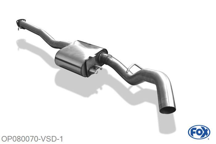 OP080070-VSD, Opel Calibra A 2.0l Turbo 150kW, Voordemper O 63,5mm 63,5mm Buisdiameter Geheel RVS, Absortie demper, mooie diepe sound, Met E-keur