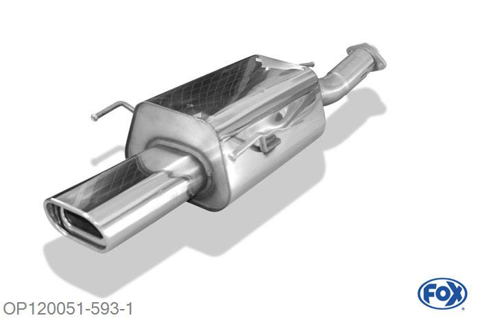 OP120051-593, Opel Zafira OPC 2.0l 141/147kW, Einddemper 70mm - 135x80mm  Type 53 70mm Buisdiameter Geheel RVS, Absortie demper, mooie diepe sound, Teilegutachten (eintragungspflichtig)