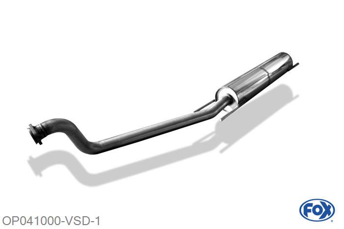 OP041000-VSD, Opel Astra G 1.4l 66kW 1.6l 55/62/74/76kW 1.8l 85/92kW 2.0l 100kW 2.2l 108kW 1.7l TD 50kW 1.7l TDI 55kW 2.0l DI 60kW 2.0l TD 74kW 2.2 DTi 92kW, Voordemper O50mm 50mm Buisdiameter Geheel RVS, Absortie demper, mooie diepe sound, Met E-keur