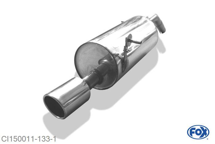 CI150011-133, Citroen DS3 1.4l 70kW 1.6l 88/115kW 1.6l HDi 68/82kW, Einddemper met eindstuk 1x100mm  Type 16 50mm Buisdiameter Geheel RVS, Absortie demper, mooie diepe sound, Met E-keur