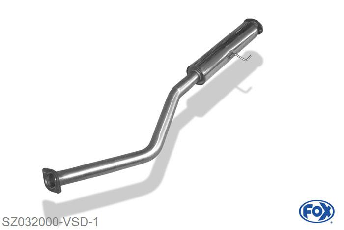 SZ032000-VSD, Suzuki Grand Vitara JT - 5-Turer 2.4l 122/124kW, Voordemper 63,5mm Buisdiameter Geheel RVS, Absortie demper, mooie diepe sound, Met E-keur