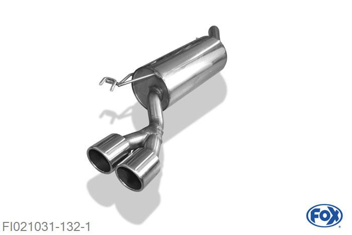 FI021031-132, Fiat Bravo 198 - Diesel 2.0l D 120/121kW, Einddemper met eindstuk 2x90mm  Type 16 55mm Buisdiameter Geheel RVS, Absortie demper, mooie diepe sound, Met E-keur
