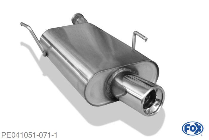 PE041051-071, Peugeot 406 Break 1.8l 66/81kW, Einddemper met eindstuk 1x90mm  Type 13 50mm Buisdiameter Geheel RVS, Absortie demper, mooie diepe sound, Met E-keur