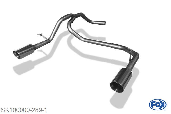 SK100000-289, Seat Mii/ Skoda Citigo/ VW UP 1.0l 44/55kW, Endrohrsystem rechts/links passend of originele Einddemper - 1x80mm  Type 25 rechts/links 55mm Buisdiameter Geheel RVS, ABE
