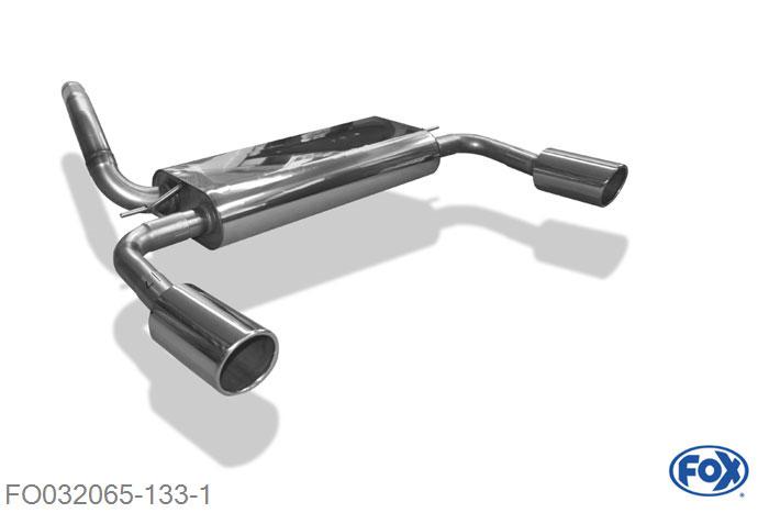 FO032065-133, Ford Focus III Tunier Ecoboost 1.5l 134kW 1.6l 134kW, Einddemper met uitgang rechts/links - 1x100mm  Type 16 rechts/links 55mm Buisdiameter Geheel RVS, Absortie demper, mooie diepe sound, Met E-keur