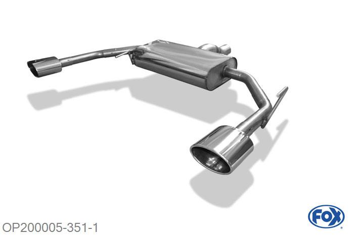 OP200005-351, Opel Signum Sportheck 2.0l 129kW 2.8l 169kW, Einddemper met uitgang rechts/links - 140x90mm  Type 32 rechts/links 70mm Buisdiameter Geheel RVS, Absortie demper, mooie diepe sound, Met E-keur
